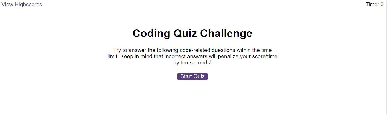 Code Quiz screenshot