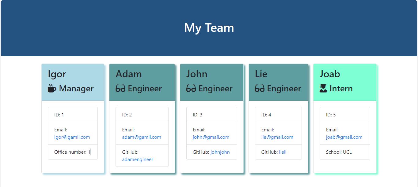 Team Profile Generator screenshot